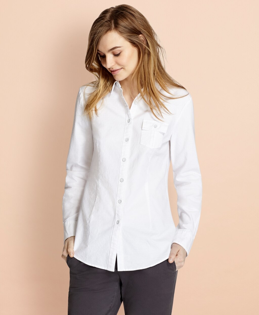 Brooks Brothers Women Dobby-Dot Cotton Oxford Shirt
