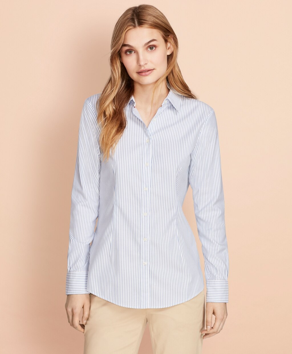 Brooks Brothers Women Nine-to-Nine Dobby Stripe Stretch Cotton Shirt
