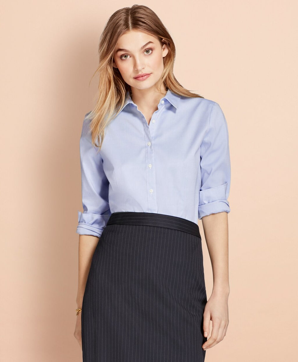 Brooks Brothers Women Nine-to-Nine Stretch Cotton Pinpoint Oxford Shirt
