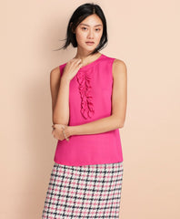Brooks Brothers Women Ruffled Crepe Top