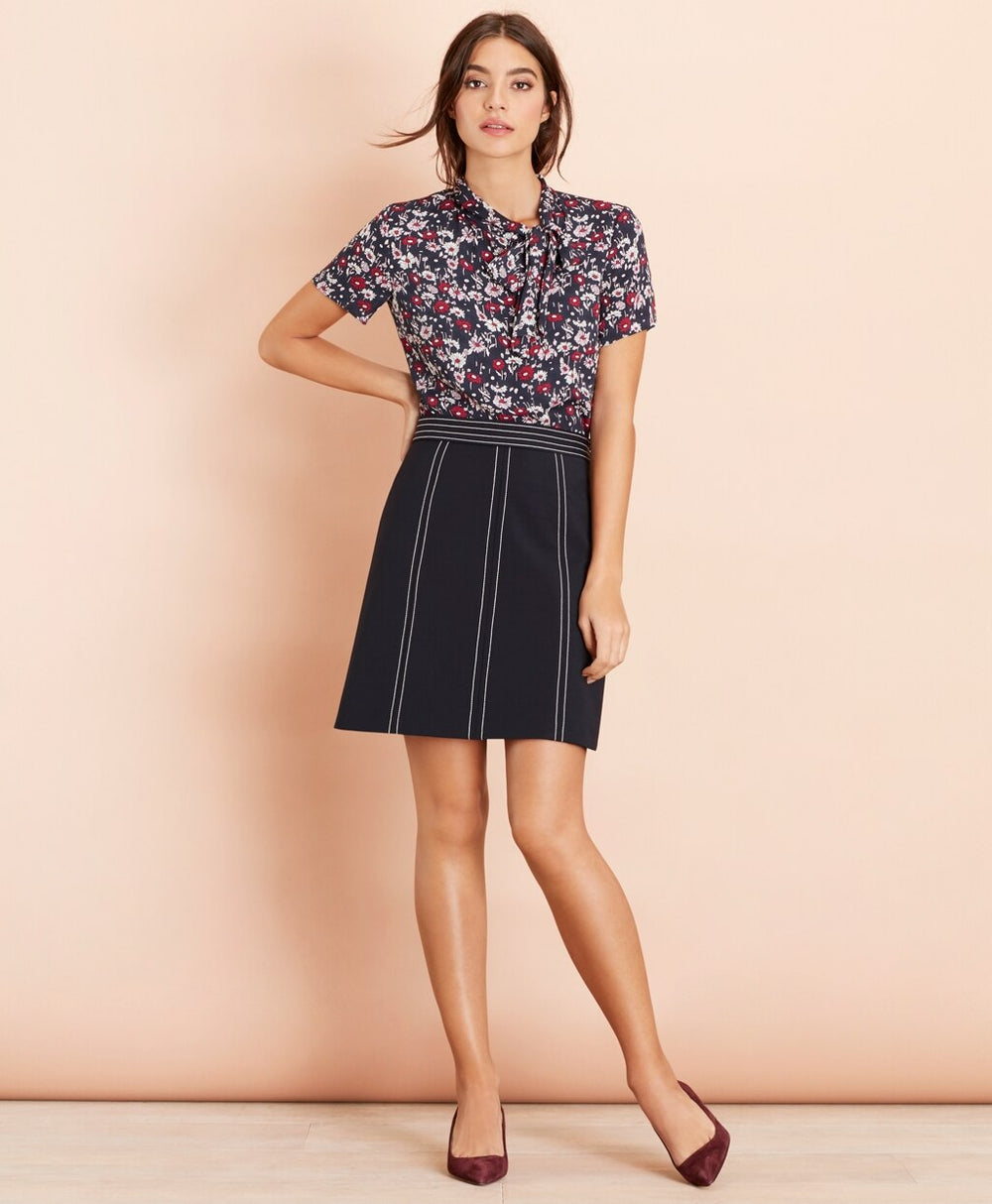 Brooks Brothers Women Floral-Print Crepe Tie-Neck Blouse