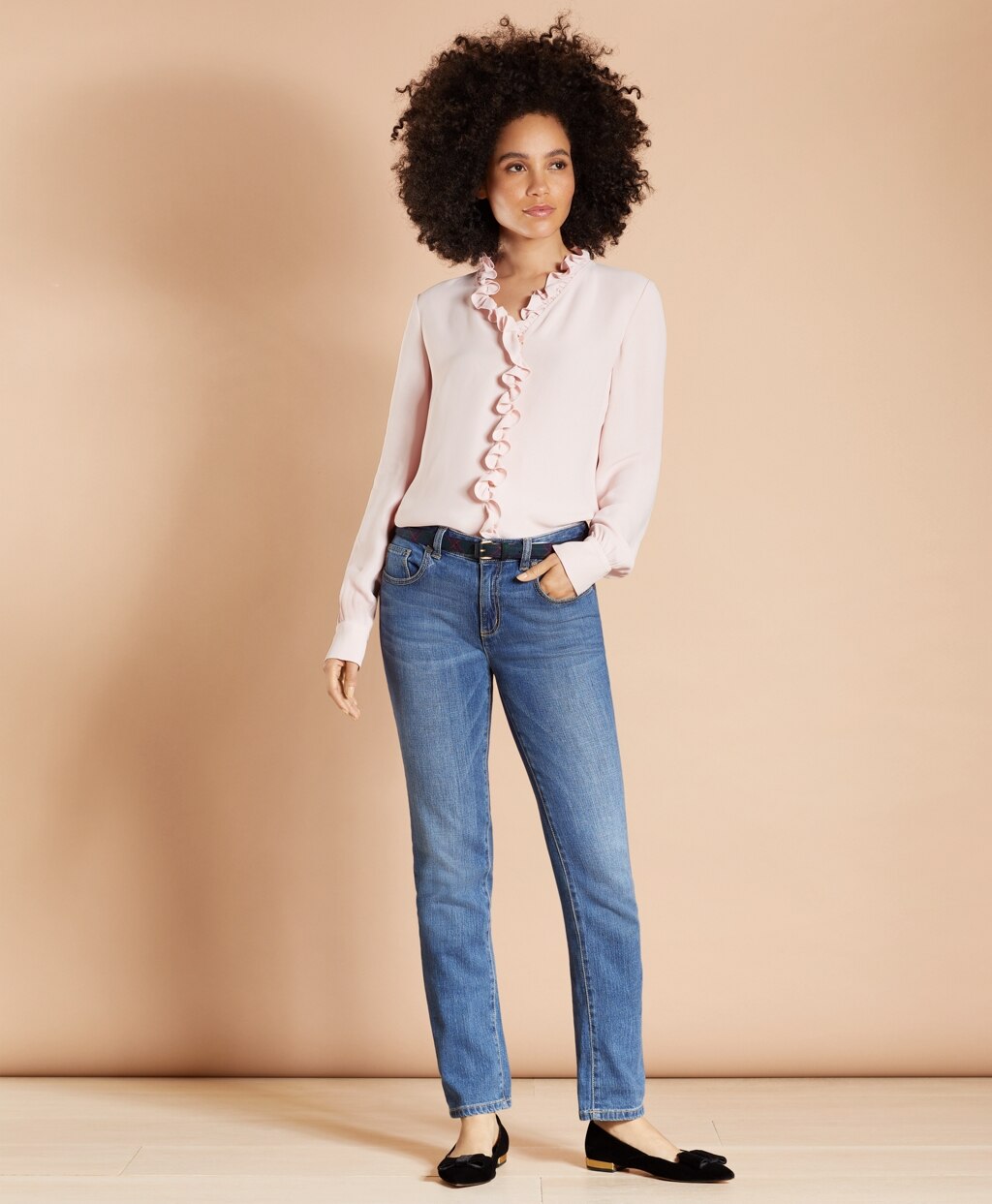Brooks Brothers Women Ruffled Crepe Blouse