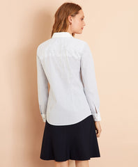 Brooks Brothers Women Lace-Yoke Striped Cotton Poplin Shirt