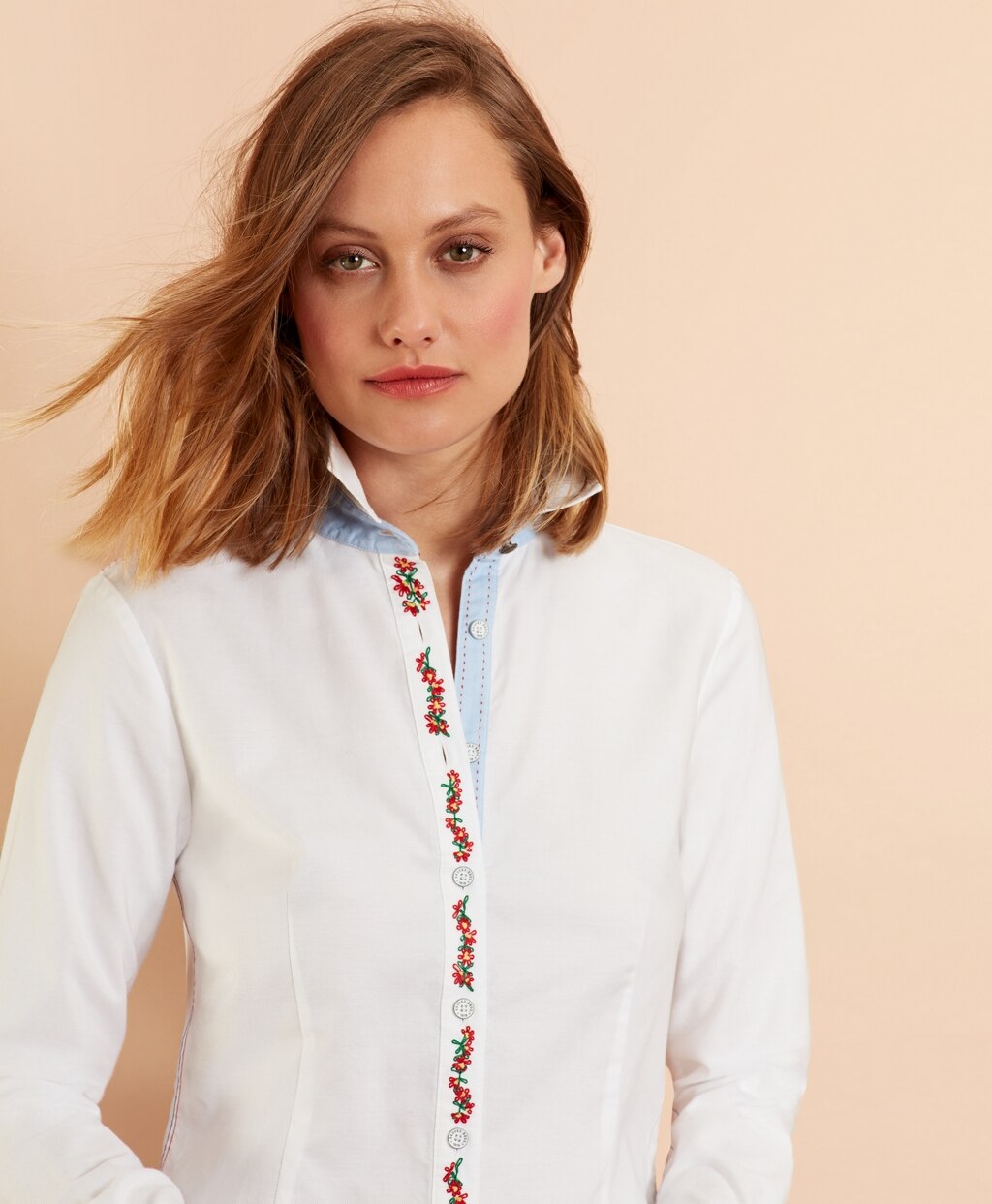 Brooks Brothers Women Floral-Embroidered Supima® Cotton Oxford Shirt