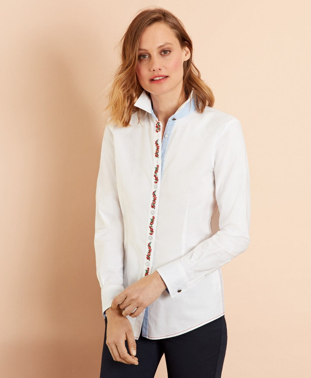 Brooks Brothers Women Floral-Embroidered Supima® Cotton Oxford Shirt