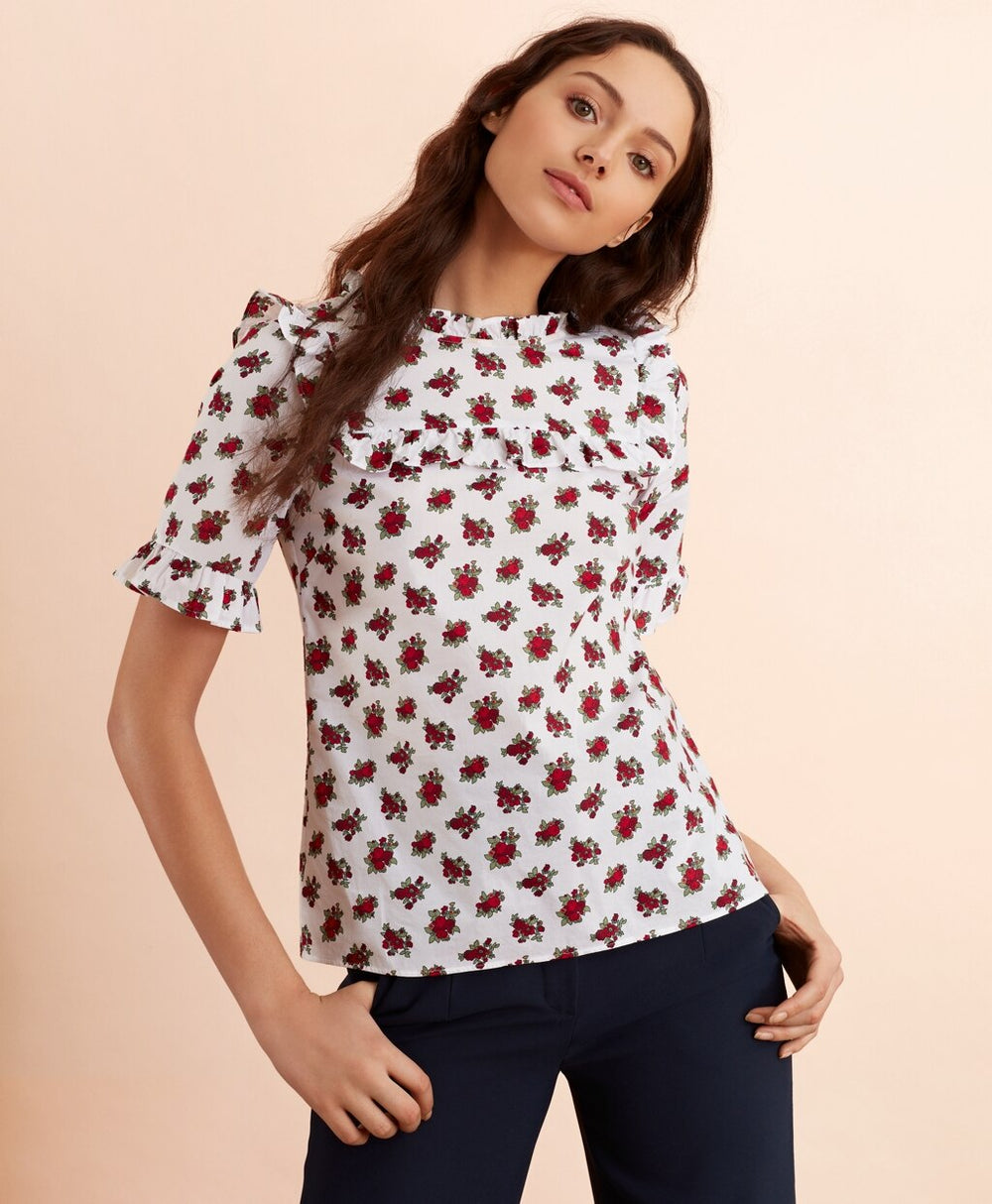 Brooks Brothers Women Floral-Print Cotton Sateen Blouse