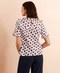 Brooks Brothers Women Floral-Print Cotton Sateen Blouse