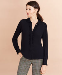 Brooks Brothers Women Crepe Ruffled Blouse