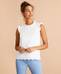 Brooks Brothers Women Eyelet-Trimmed Poplin Blouse