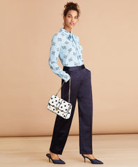 Brooks Brothers Women Floral-Print Bow-Neck Crepe Shirt