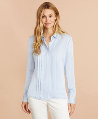 Brooks Brothers Women Pintucked Crepe Blouse