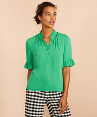 Brooks Brothers Women Crepe Ruffled Blouse