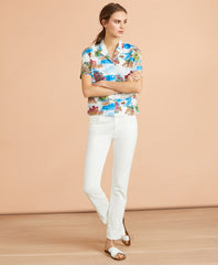 Brooks Brothers Women Costal-Print Linen-Cotton Camp Shirt