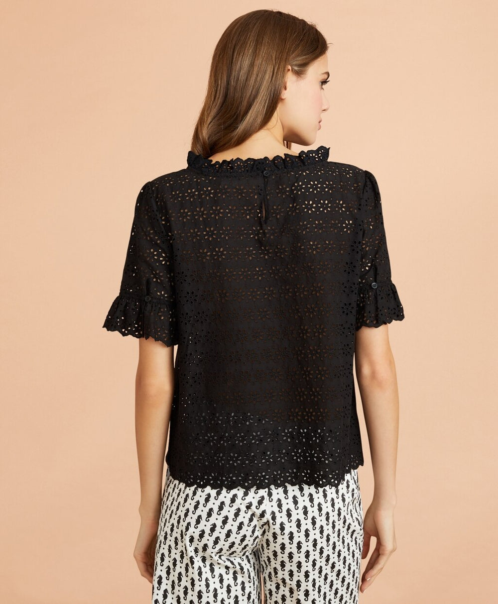 Brooks Brothers Women Cotton Eyelet Bell-Sleeve Blouse