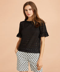 Brooks Brothers Women Cotton Eyelet Bell-Sleeve Blouse