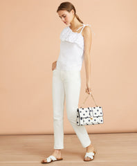 Brooks Brothers Women Eyelet Ruffle-Trim One-Shoulder Top