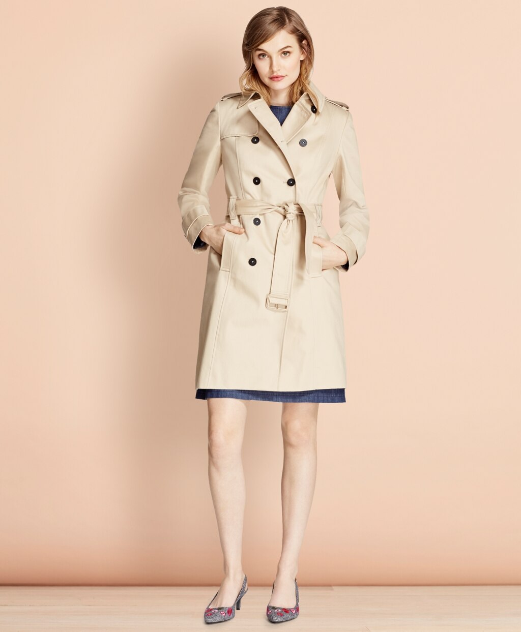 Brooks Brothers Women Cotton Twill Trench Coat