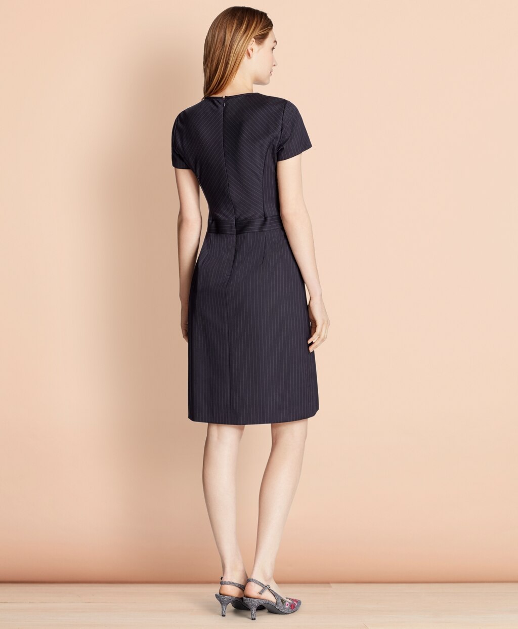 Brooks Brothers Women Pinstripe Stretch Wool Dress