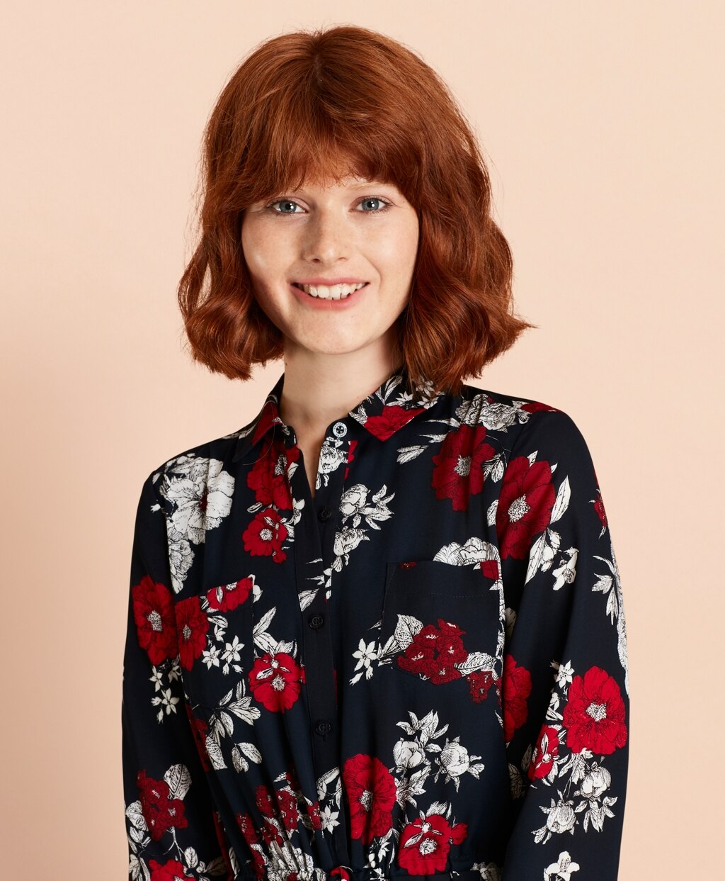 Brooks Brothers Women Floral-Print Crepe Shirt Dress