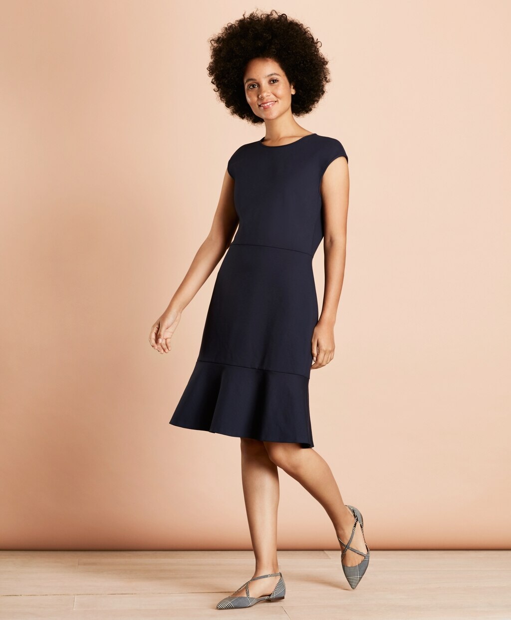 Brooks Brothers Women Ponte-Knit Flounce-Hem Dress