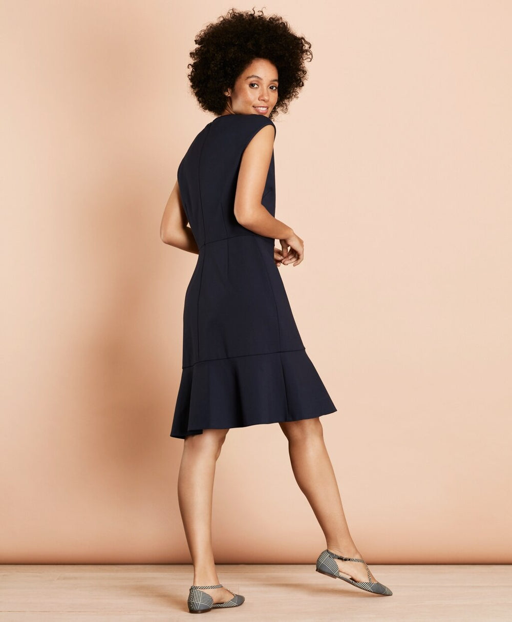 Brooks Brothers Women Ponte-Knit Flounce-Hem Dress