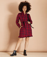 Brooks Brothers Women Plaid Cotton Brushed Twill Shirt Dress
