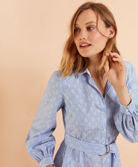 Brooks Brothers Women Striped Floral Jacquard Shirt Dress