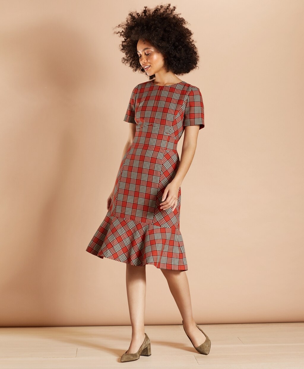 Brooks Brothers Women Plaid Flounce-Hem Dress