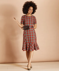 Brooks Brothers Women Plaid Flounce-Hem Dress