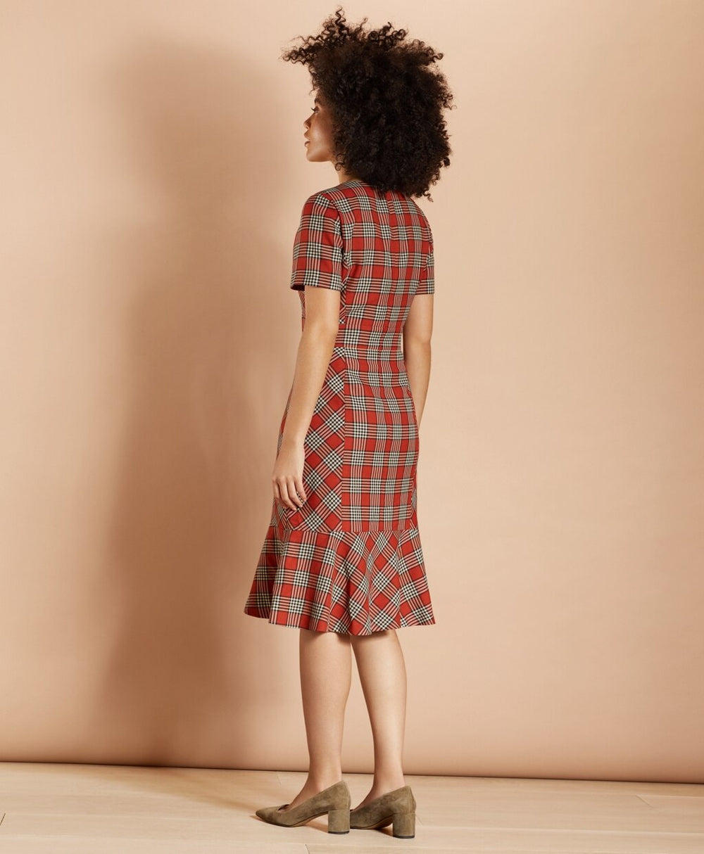Brooks Brothers Women Plaid Flounce-Hem Dress