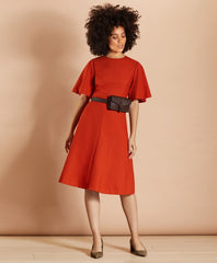 Brooks Brothers Women Wool-Blend Twill Bell-Sleeve Midi Dress
