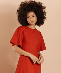 Brooks Brothers Women Wool-Blend Twill Bell-Sleeve Midi Dress