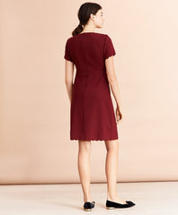 Brooks Brothers Women Wool-Blend Twill Scalloped-Hem Dress