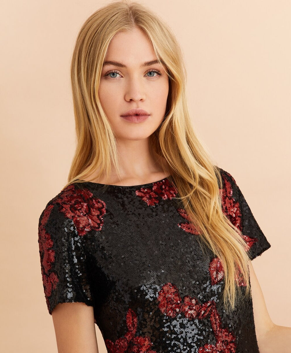 Brooks Brothers Women Floral Sequined Shift Dress