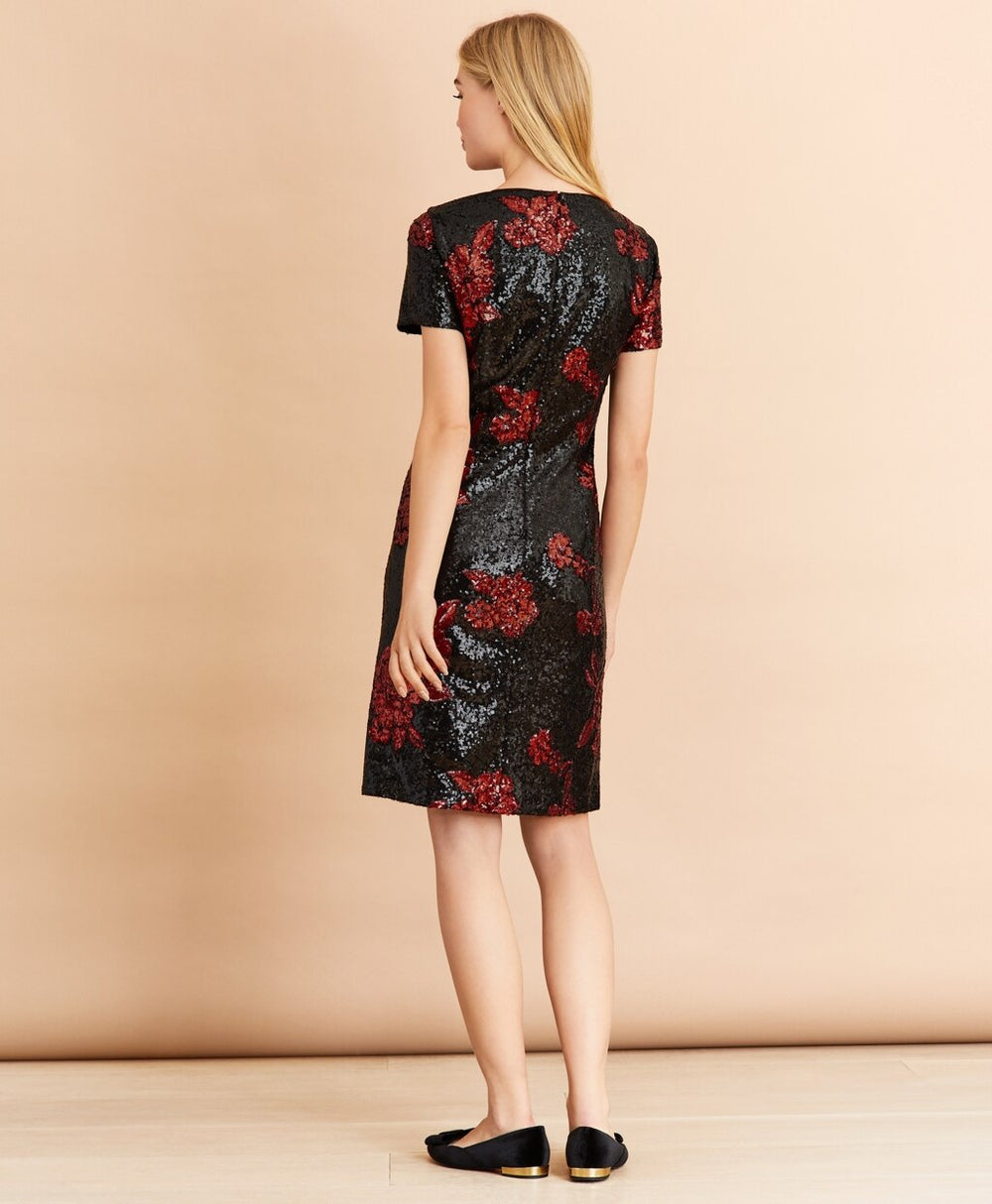 Brooks Brothers Women Floral Sequined Shift Dress