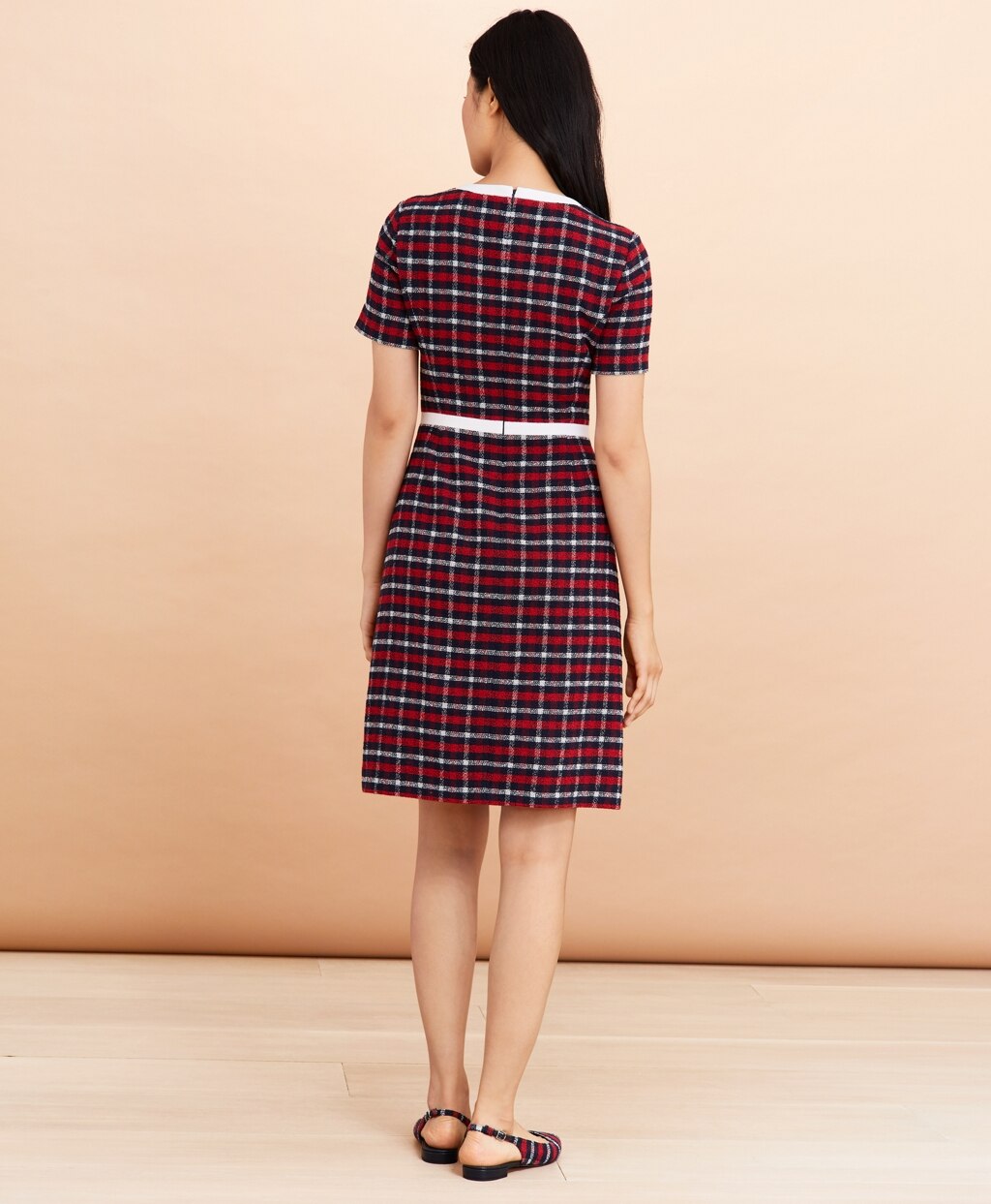 Brooks Brothers Women Checked Boucle A-Line Dress