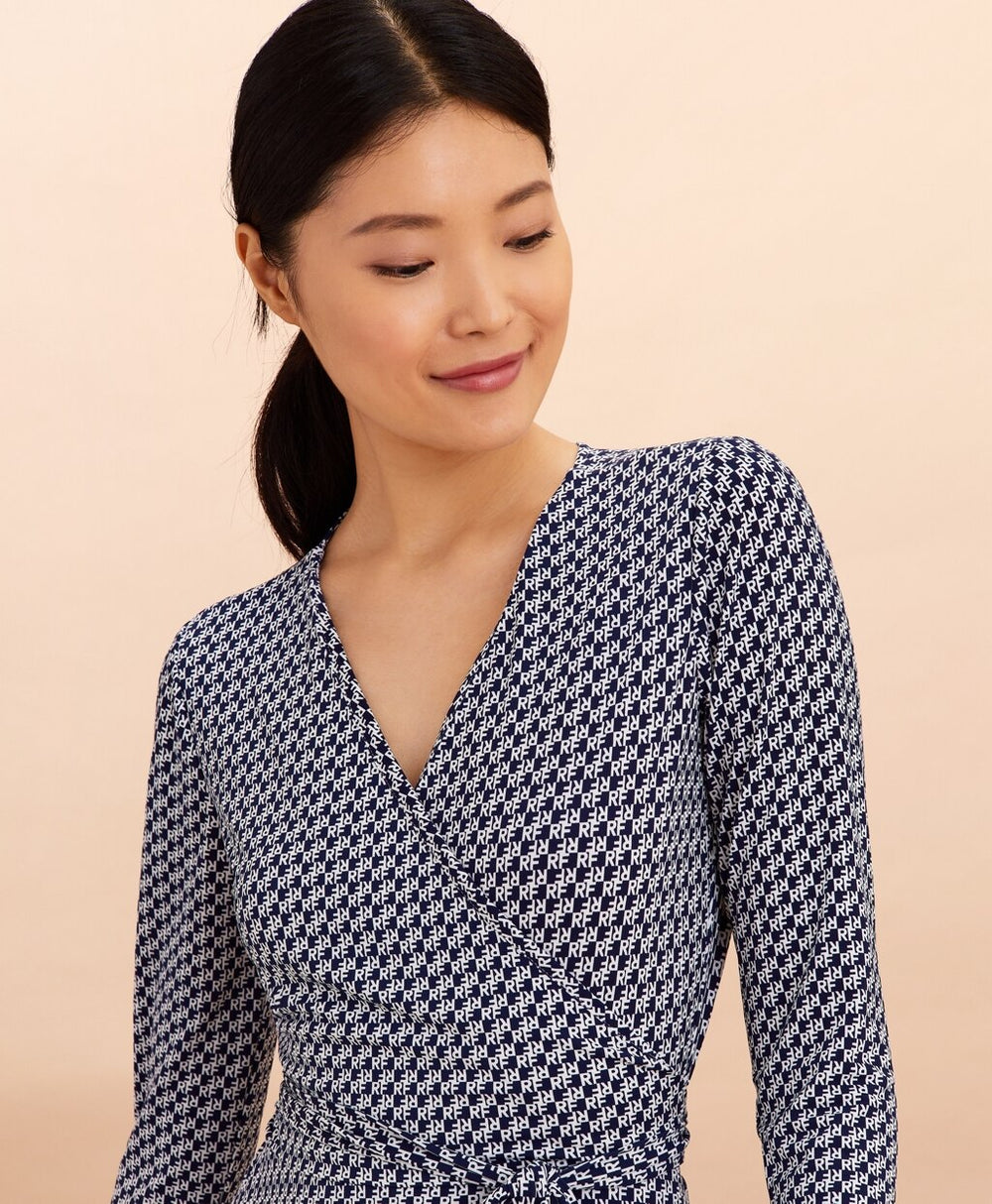 Brooks Brothers Women Logo-Print Jersey Wrap Dress