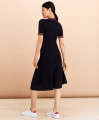 Brooks Brothers Women Stripe-Trimmed Midi Sweater Dress