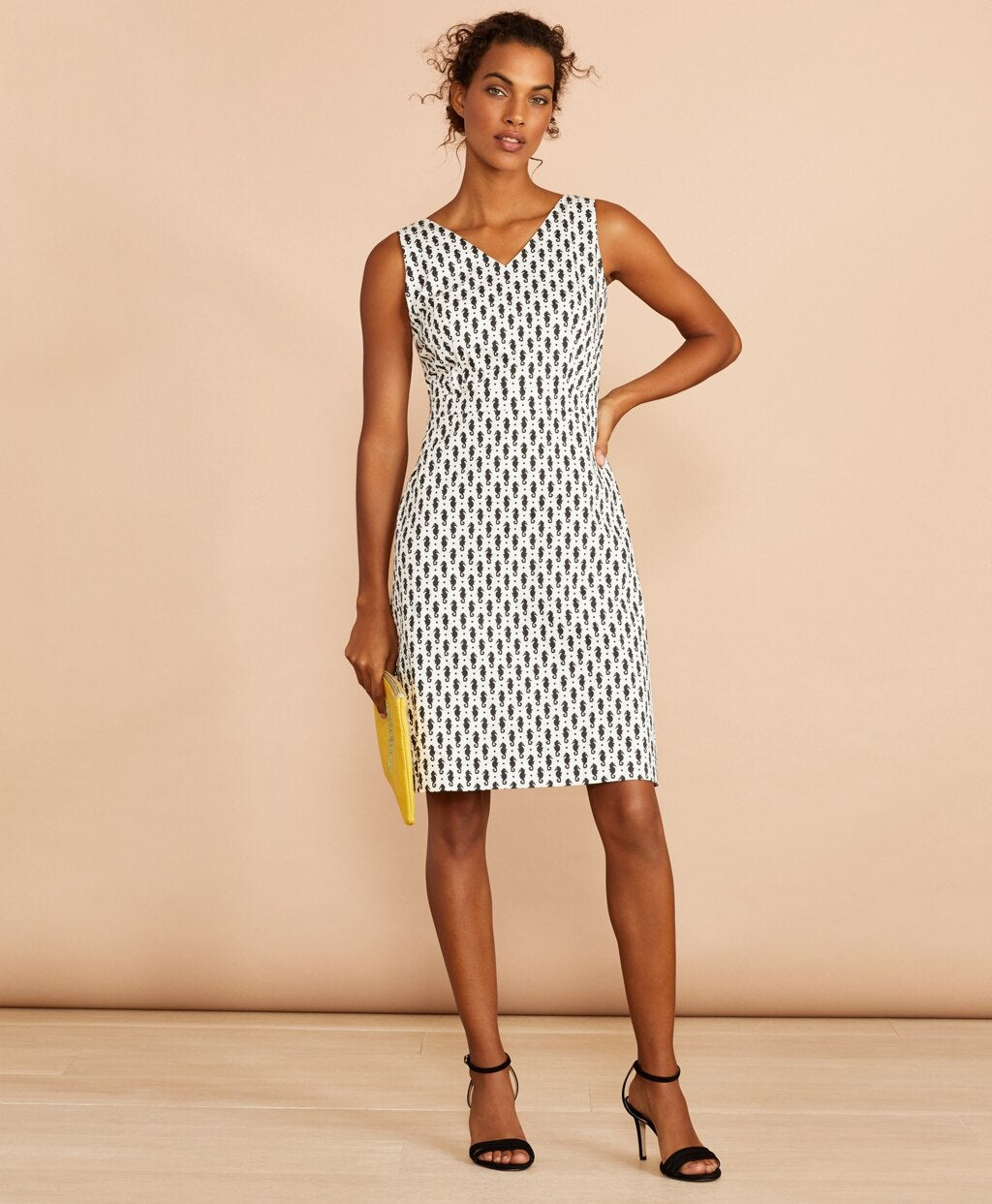 Brooks Brothers Women Seahorse-Print Stretch Cotton Sateen Sheath Dress