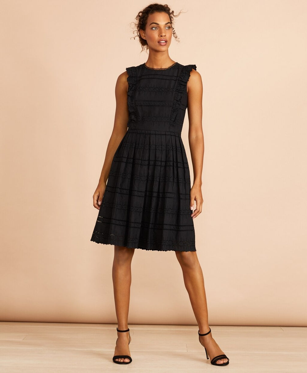 Brooks Brothers Women Ruffled Cotton Eyelet Dress