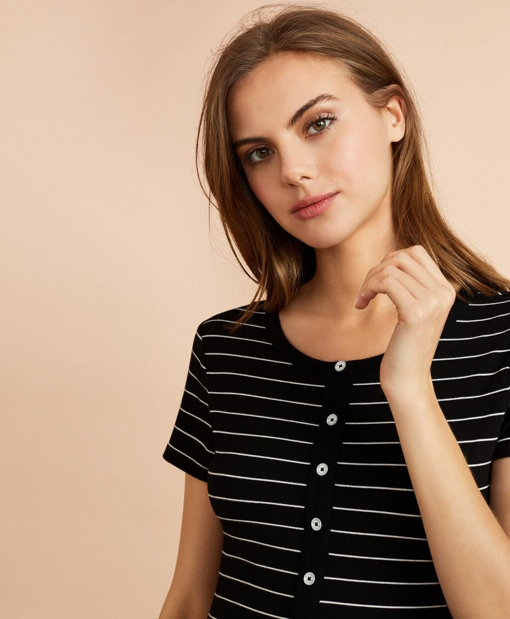 Brooks Brothers Women Striped Jersey Midi Dress