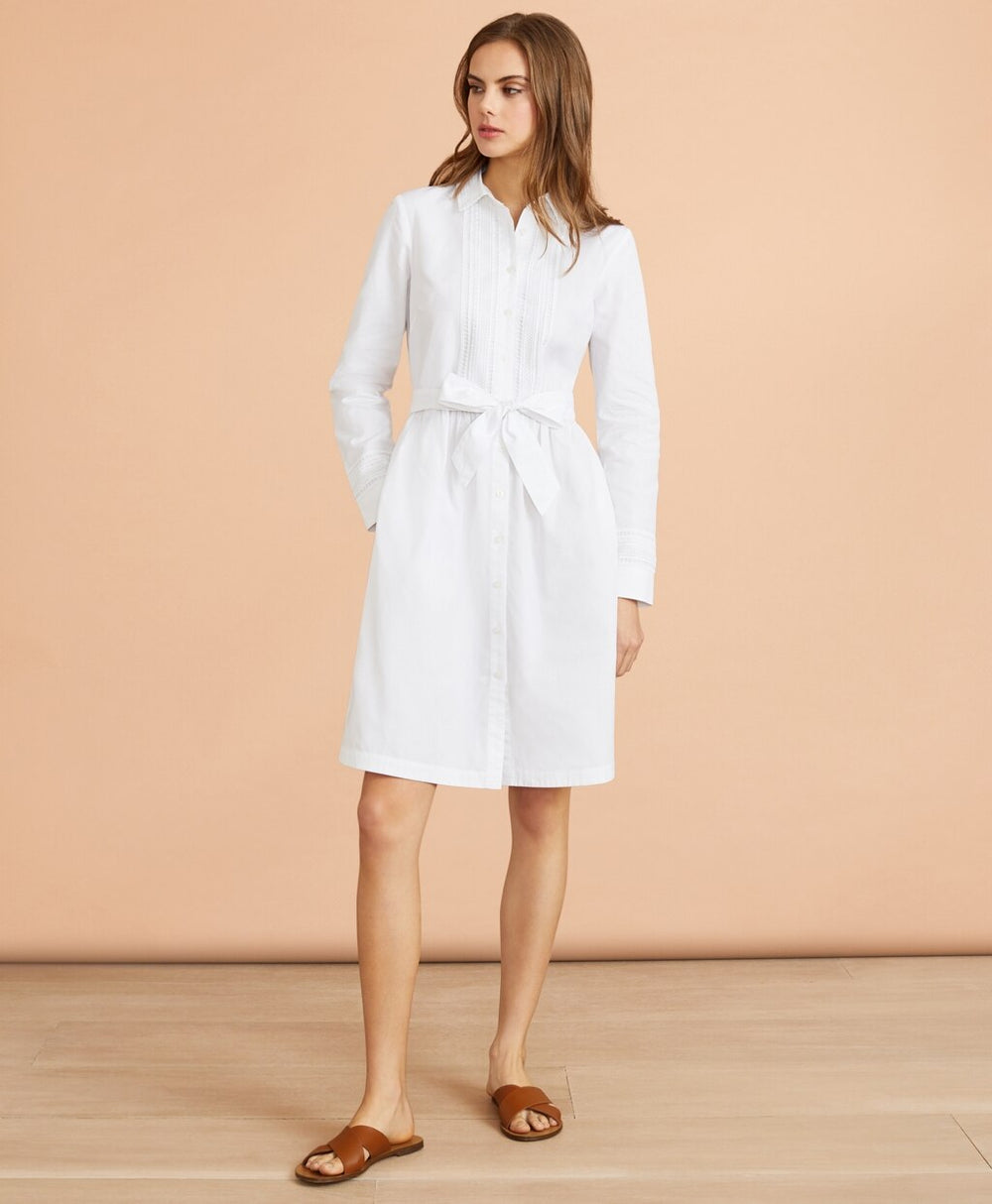 Brooks Brothers Women Eyelet-Trim Cotton Poplin Shirt Dress