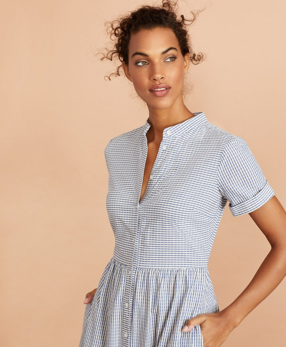 Brooks Brothers Women Striped Cotton Dobby Maxi Dress