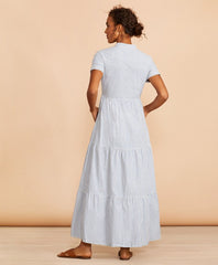 Brooks Brothers Women Striped Cotton Dobby Maxi Dress