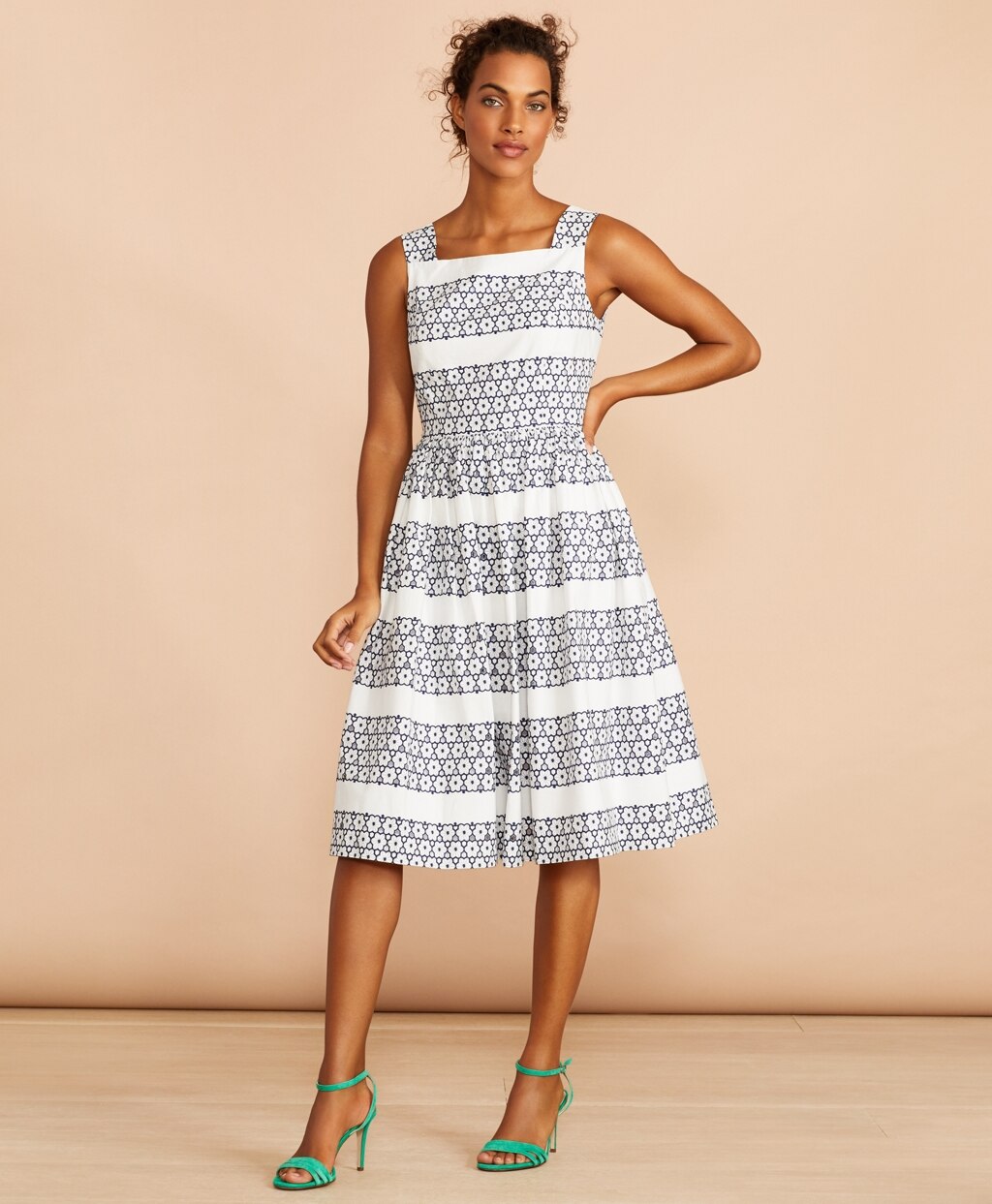 Brooks Brothers Women Floral-Embroidered Cotton Eyelet Dress