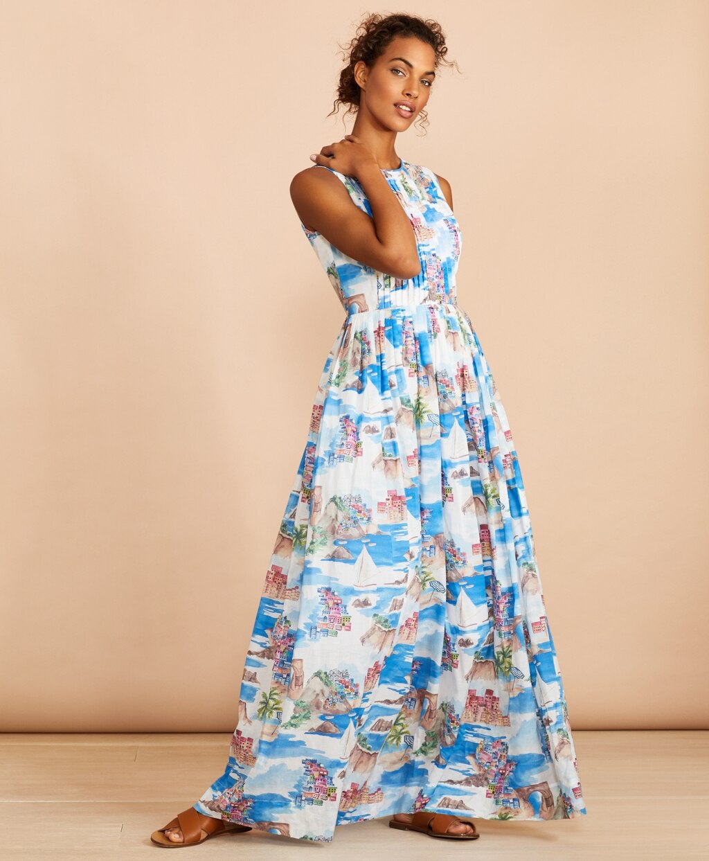 Brooks Brothers Women Costal-Print Cotton Maxi Dress