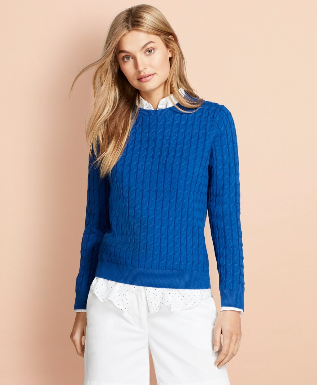 Brooks Brothers Women Cable-Knit Cotton-Cashmere Sweater