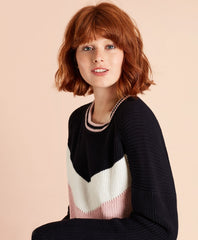 Brooks Brothers Women Chevron-Patterned Cotton Sweater