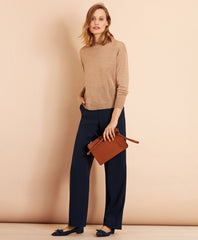 Brooks Brothers Women Merino Wool Pointelle-Detail Crewneck Sweater