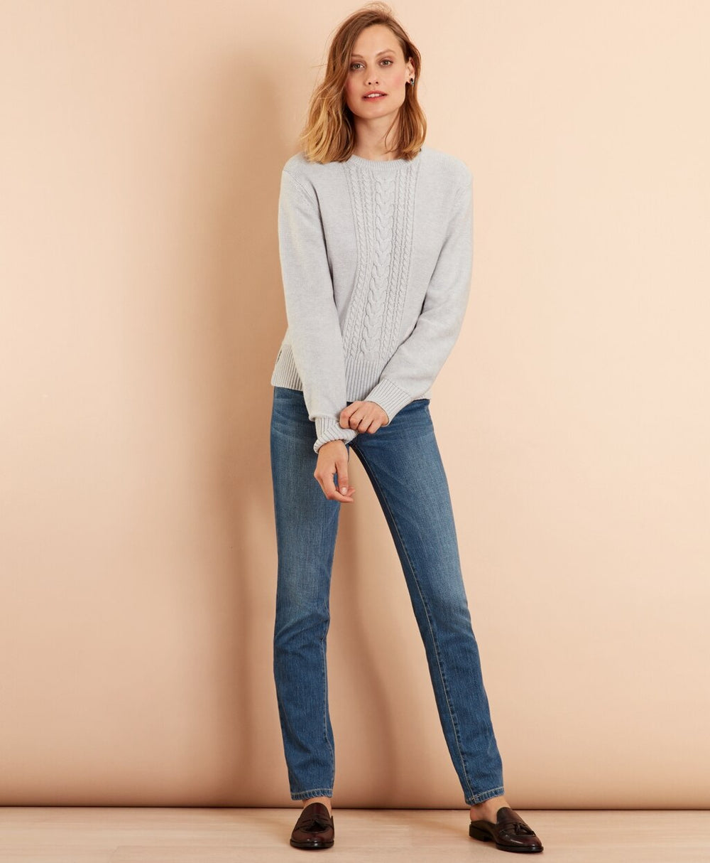 Brooks Brothers Women Wool-Cotton Cable-Knit Sweater
